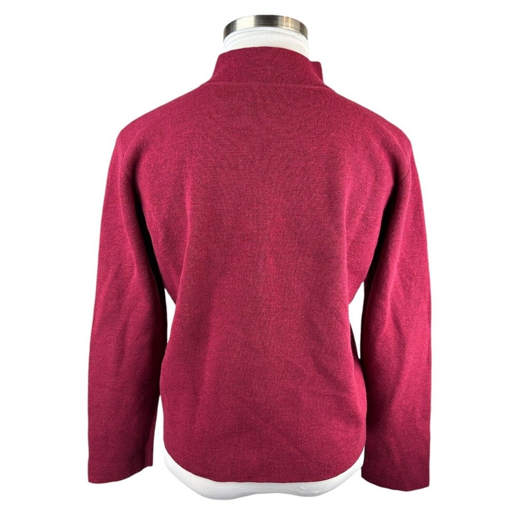 Eileen Fisher 100% Wool Full Zip Cardigan Sweater Jacket Red Burgundy Medium - Picture 6 of 13